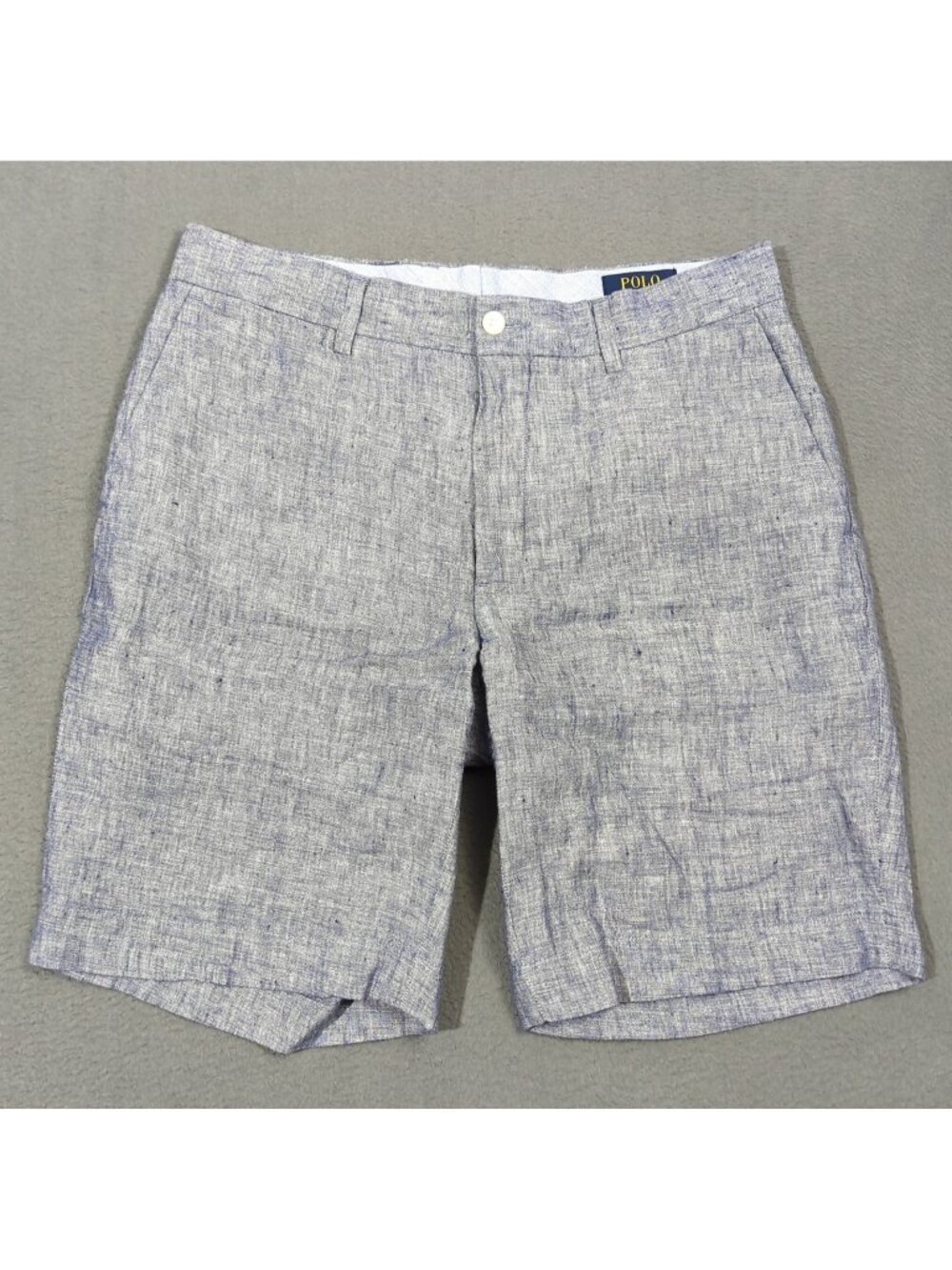 Polo Ralph Lauren Shorts Men's 32 Blue 100% Linen Flat Front Preppy Casual